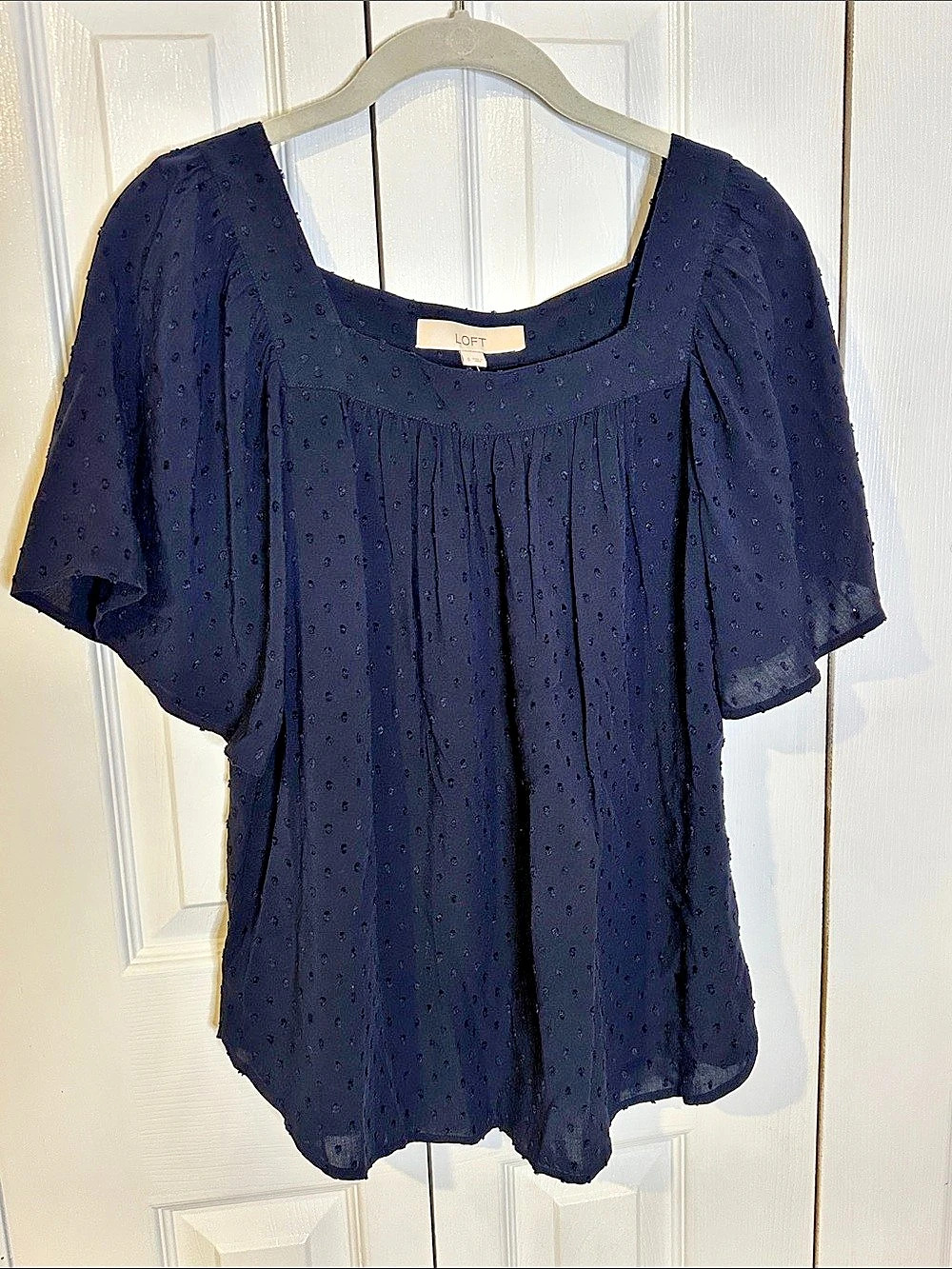 LOFT Eyelet Blouse in Black Size Small NWT